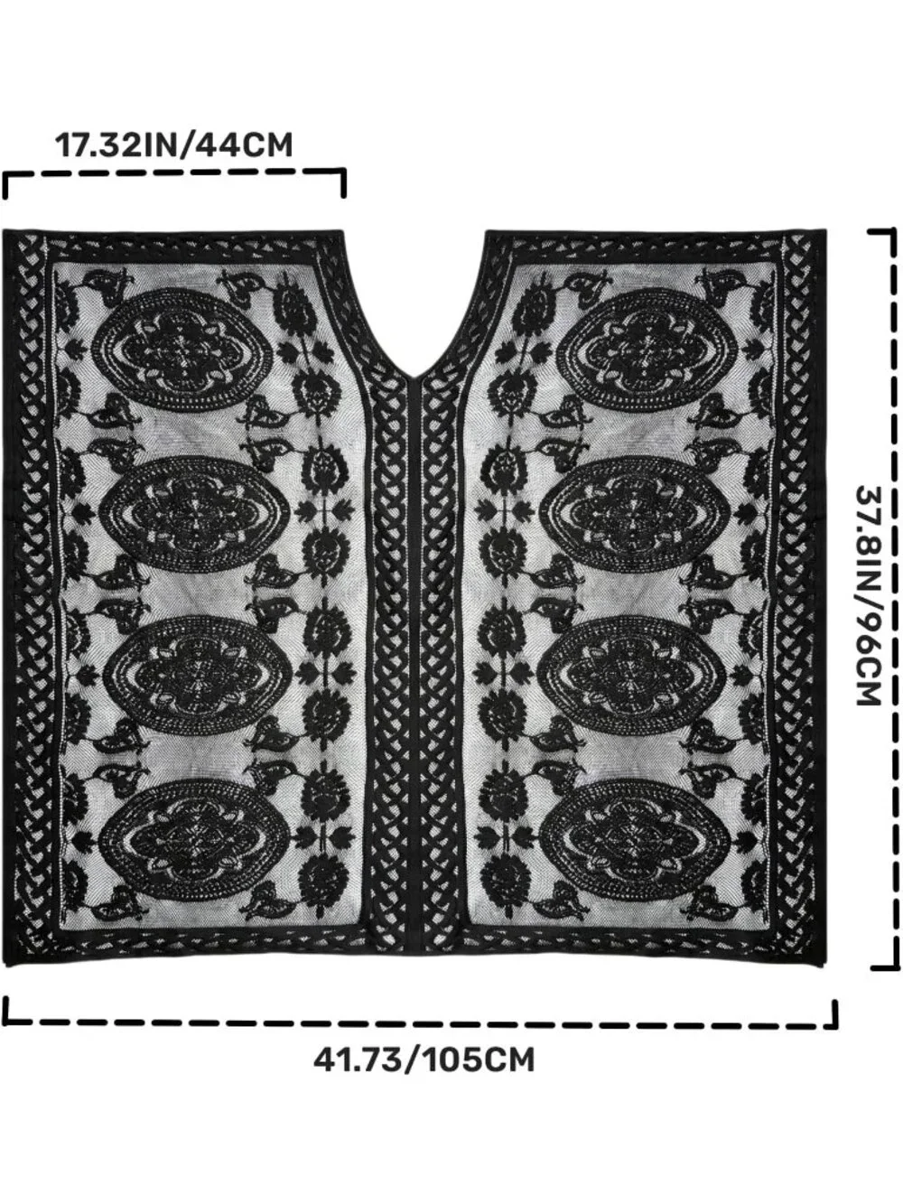 Women Black Polyester V-Neck Elegant Lace Beach Cover Up For Poolside And Party